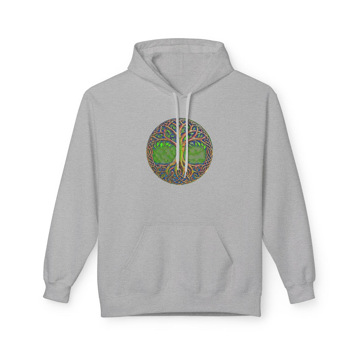 Yggdrasil Tree of Life Cotton Hoodie — Nature-Inspired Green Woodland Graphic