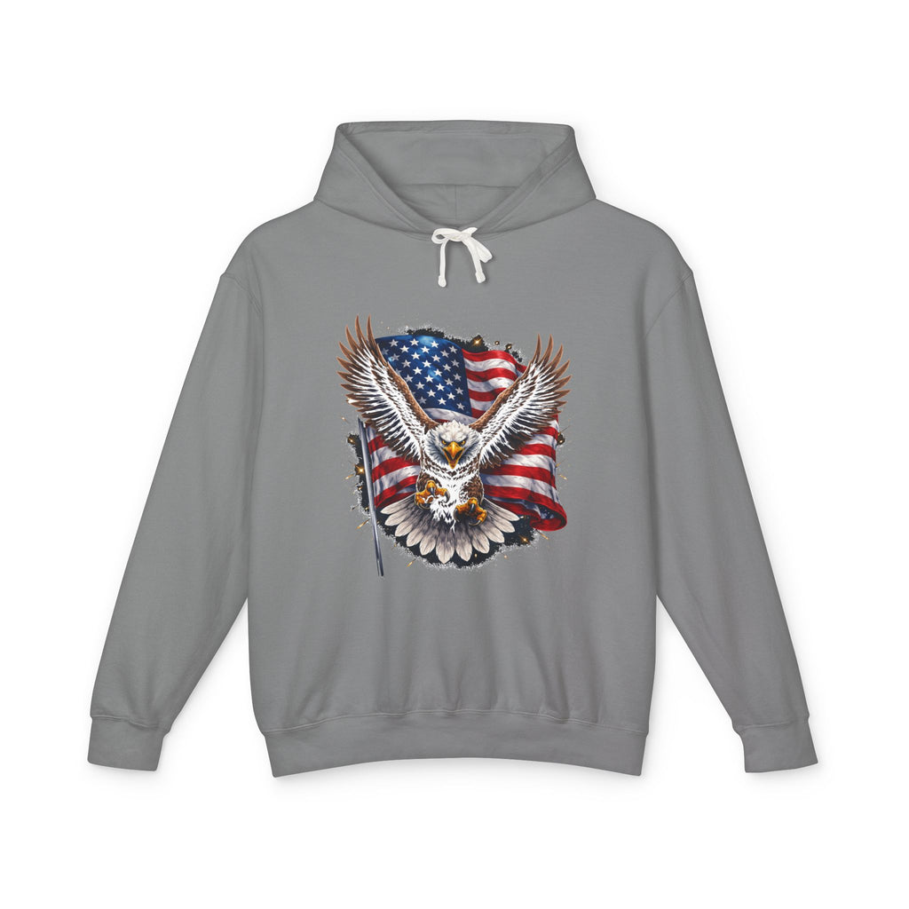 American Eagle Hoodie — Patriotic Bald Eagle with USA Flag Graphic