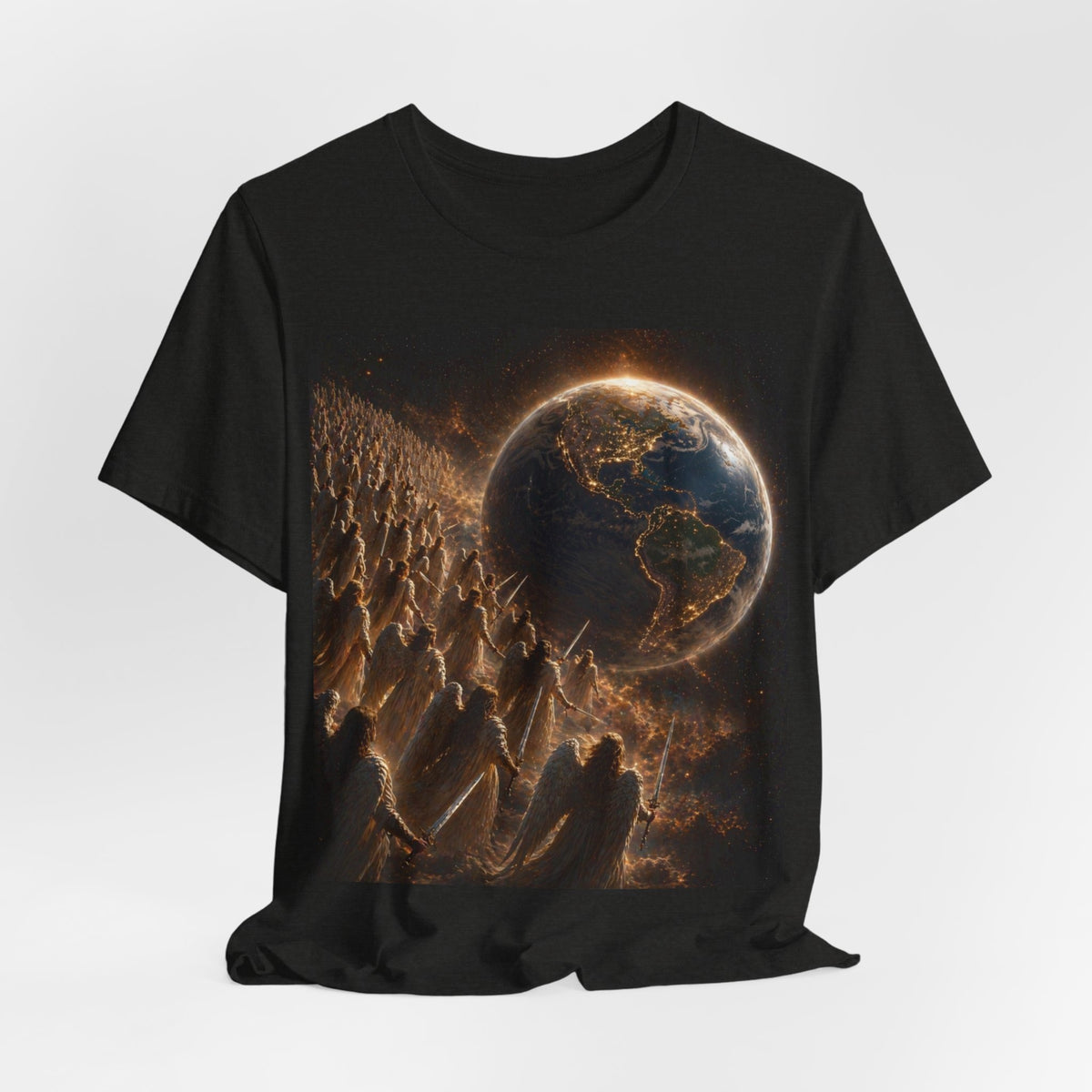 Earth Rise Graphic Tee — Glowing Planet & Mountainscape T-Shirt
