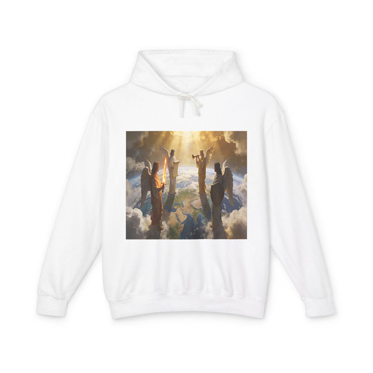 The Seven Trumpets-Angel Choir Hoodie — Heavenly Light Spiritual Graphic Pullover