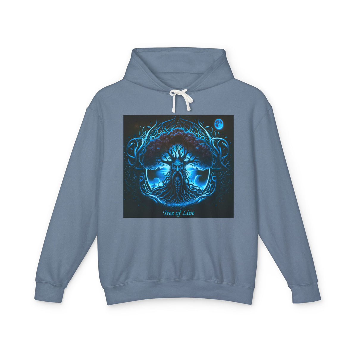 Yggdrasil, thYggdrasil- Viking symbols/Norse symbols but an important element of the Norse faith itself.---Tree of Life Hoodie — Blue Mystical Nature Graphic Hooded Sweatshirt