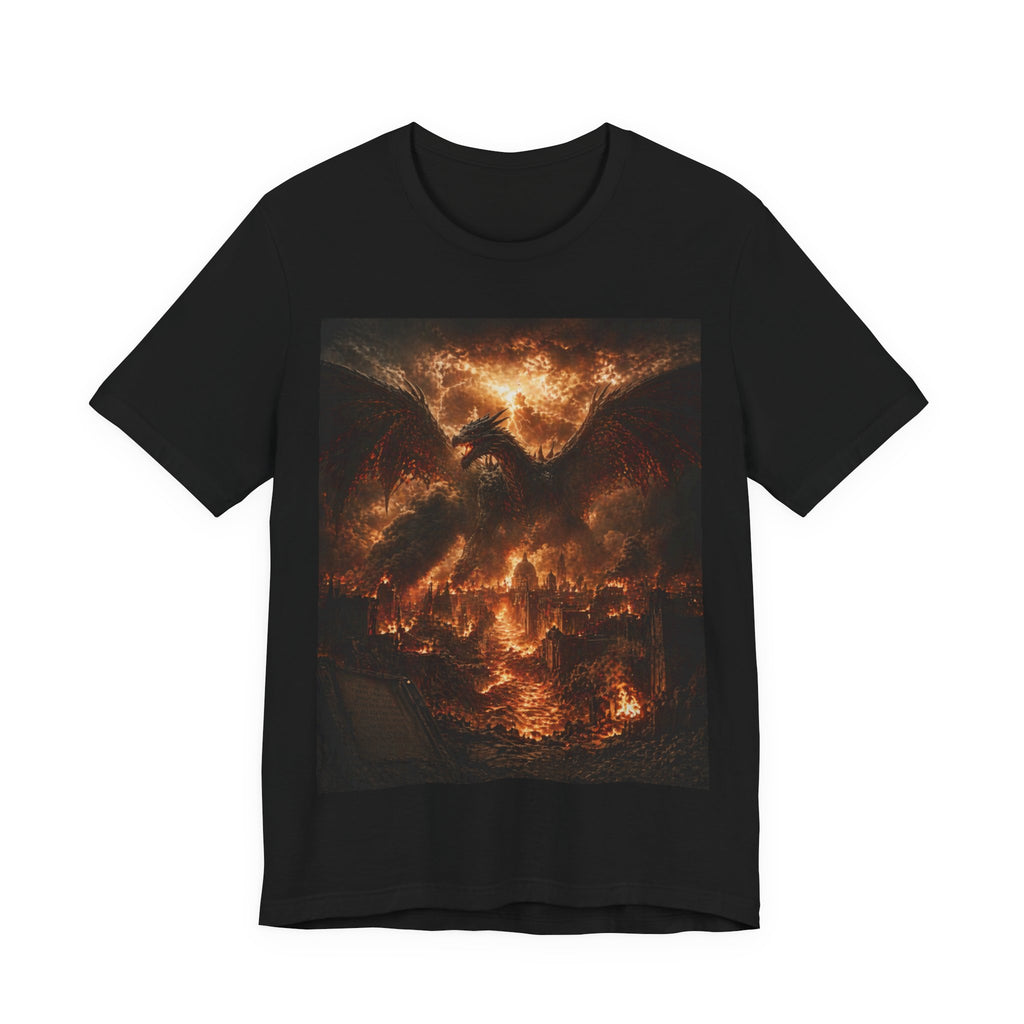 Demonic Dragon Fire End of times Tee — Dark Graphic Shirt of the final battel betten Satan and Miichael the arch angel