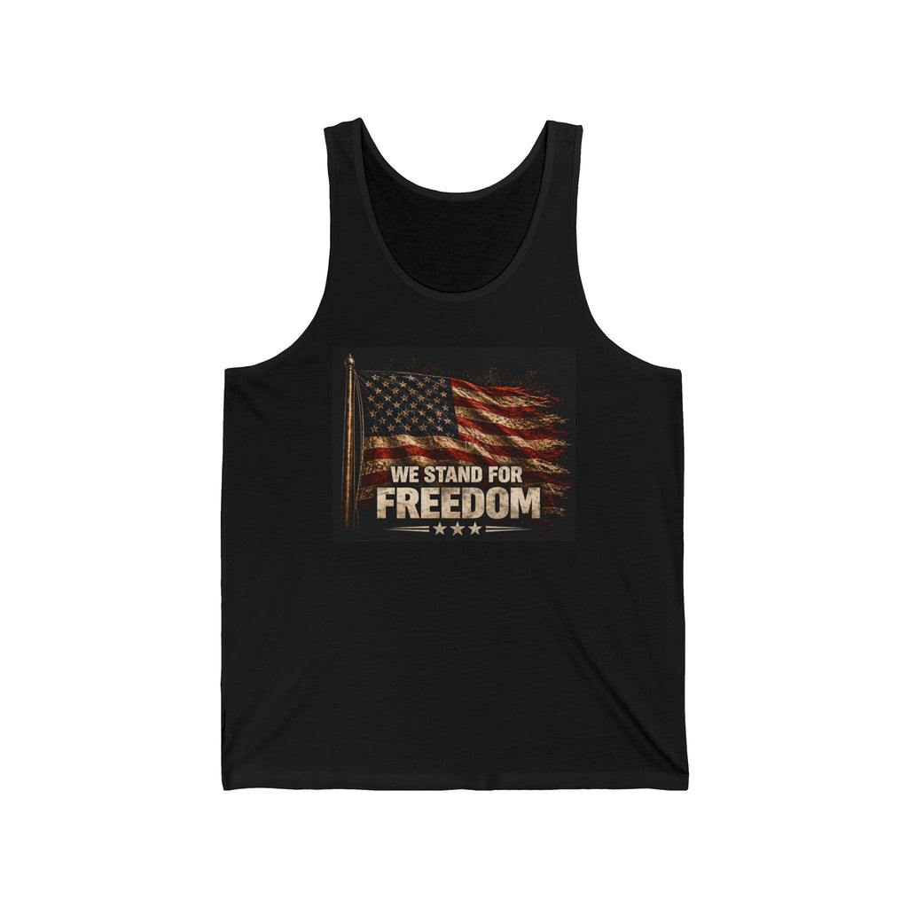 Freedom Flag Tank Top – "We Stand for Freedom" Patriotic American Flag Tank
