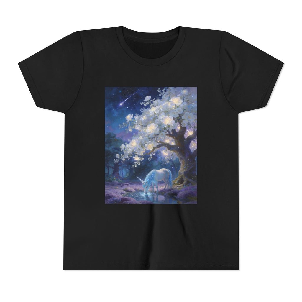 Youth Tee — Magical Night Unicorn Under Starry Tree