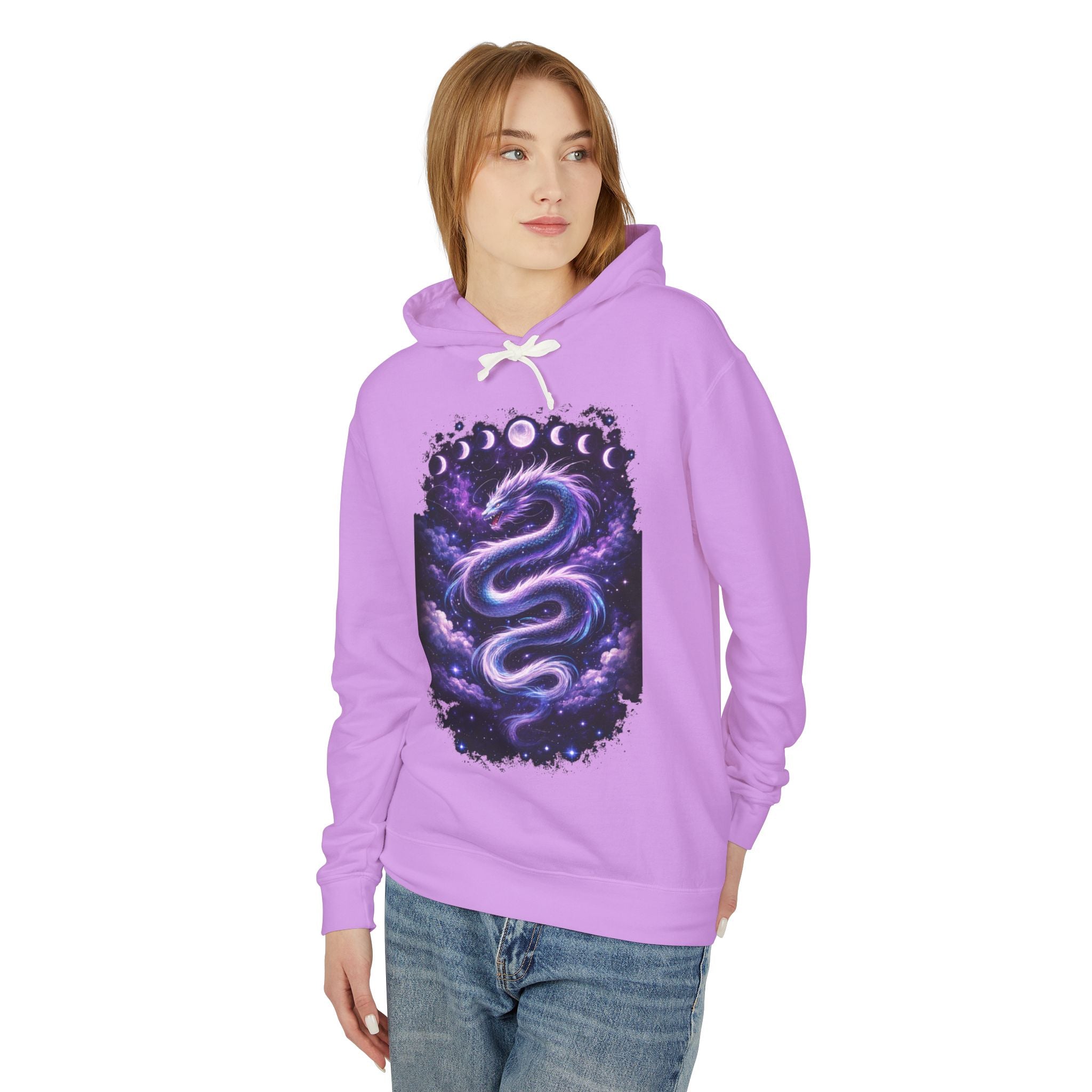 Galaxy Serpent Hoodie — Cosmic Dragon Moon Phases Pullover