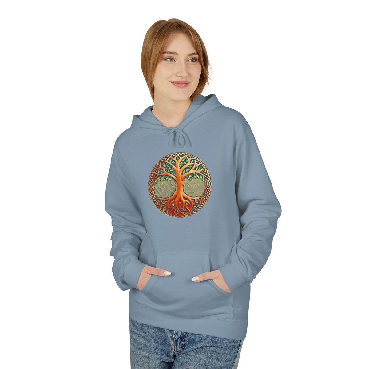 Yggdrasil Tree of Life Cotton Hoodie — Vintage Botanical Forest Graphic