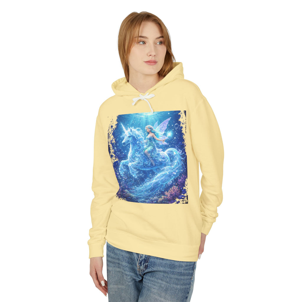 Magical Unicorn & Fairy Hoodie — Starry Blue Fantasy Sweatshirt