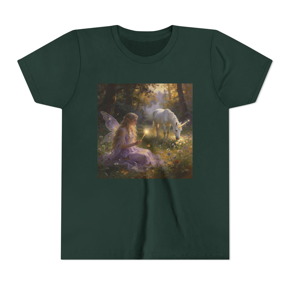 Youth Tee — Fairy and Unicorn Enchanted Forest Design