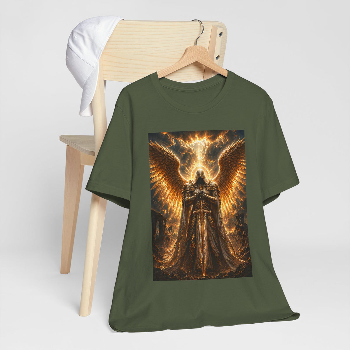 Golden Angel wings graphic Tee | Gothic celestial warrior shirt