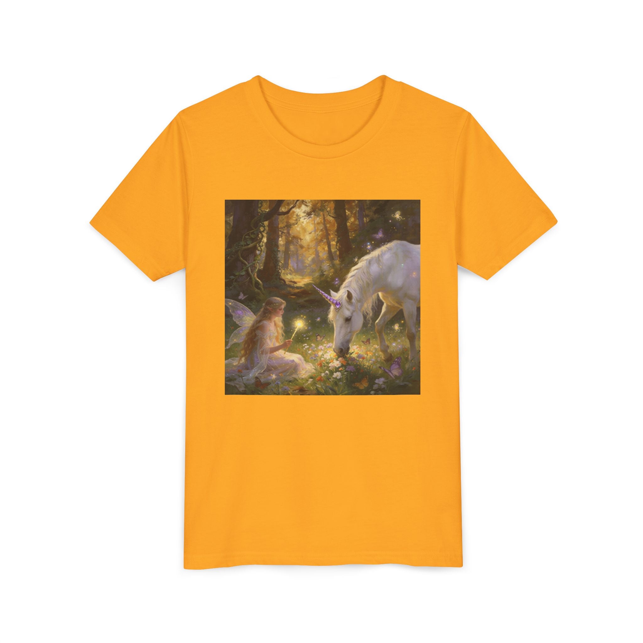 Youth Tee — Enchanted Forest Unicorn & Fairy Graphic