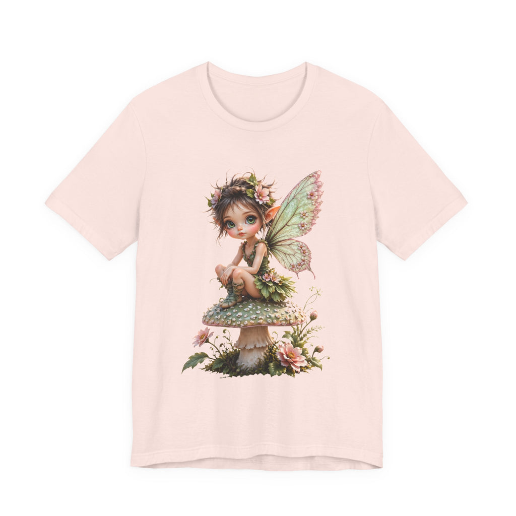 Fairy Mushroom Tee — Cute Woodland Fairy Sitting on Toadstool Graphic T-Shirt