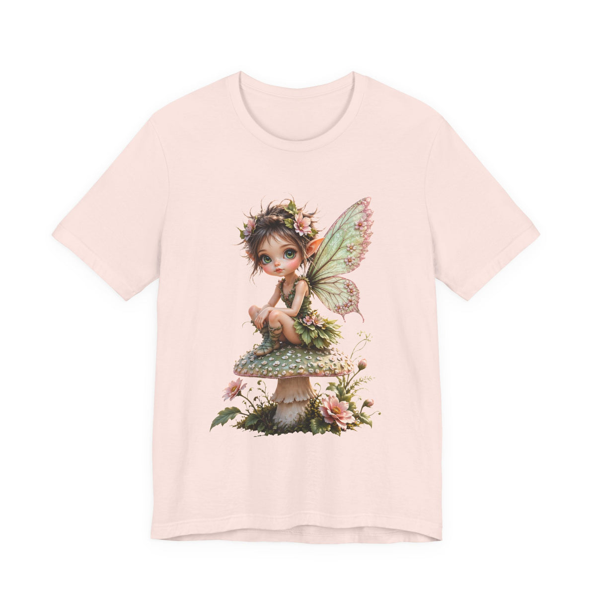 Fairy Mushroom Tee — Cute Woodland Fairy Sitting on Toadstool Graphic T-Shirt