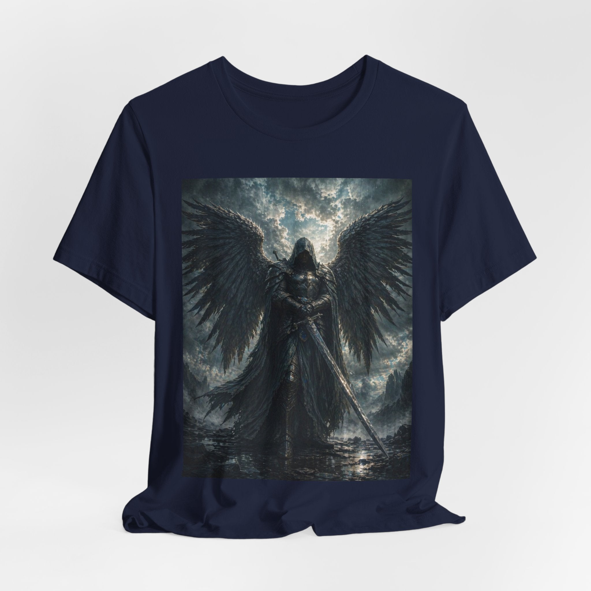 Dark Fallen Angel Graphic Tee — Gothic Warrior Angel T-Shirt