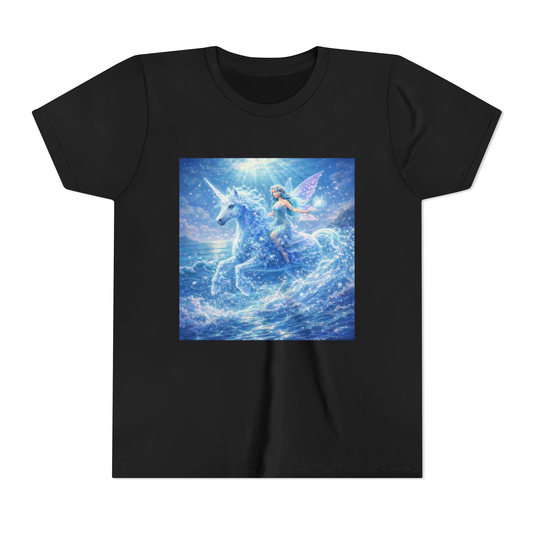 Kids Unicorn Fairy Tee — Magical Blue Pegasus Graphic Youth T-Shirt