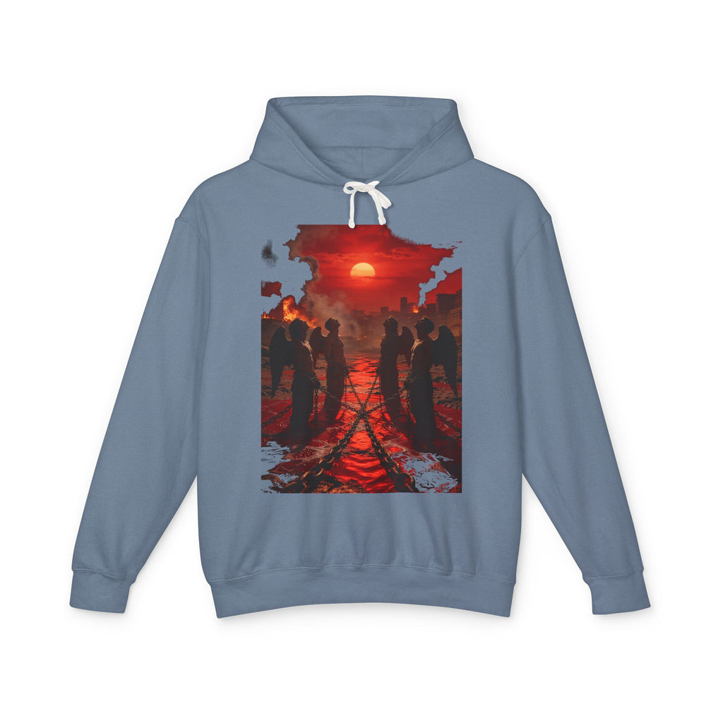 RevelRevelation 9 reveals four fallen angels bound in the Euphrates Riveration 9 reveals four fallen angels bound in the Euphrates RiverHoodie