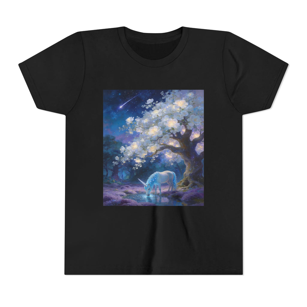 Youth Tee — Dreamy Moonlit Deer & Blossom Tree Graphic