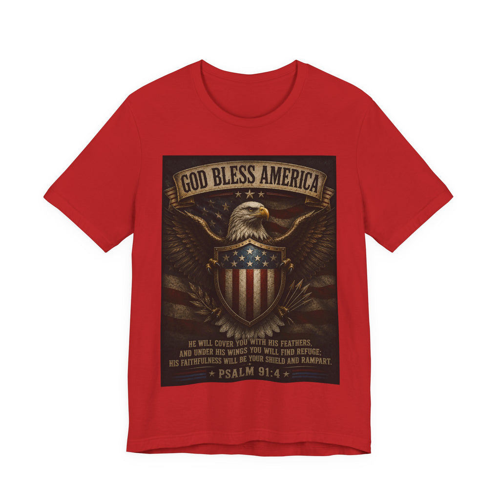 God Bless America Eagle T-Shirt – Patriotic Psalm 91:4 Graphic Tee