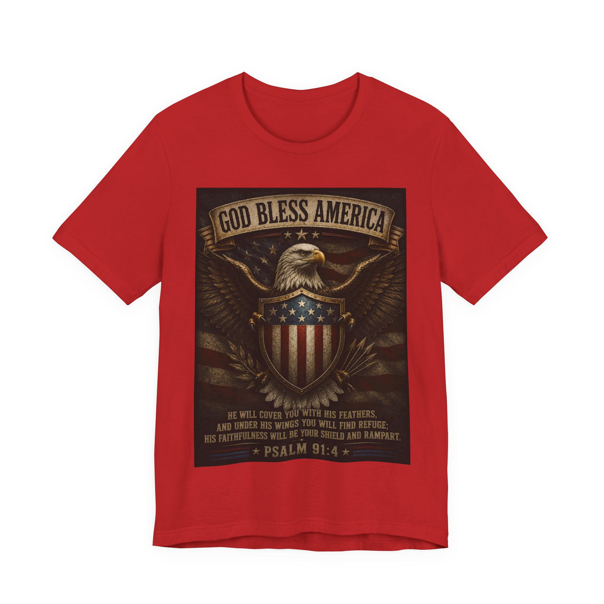 God Bless America Eagle T-Shirt – Patriotic Psalm 91:4 Graphic Tee