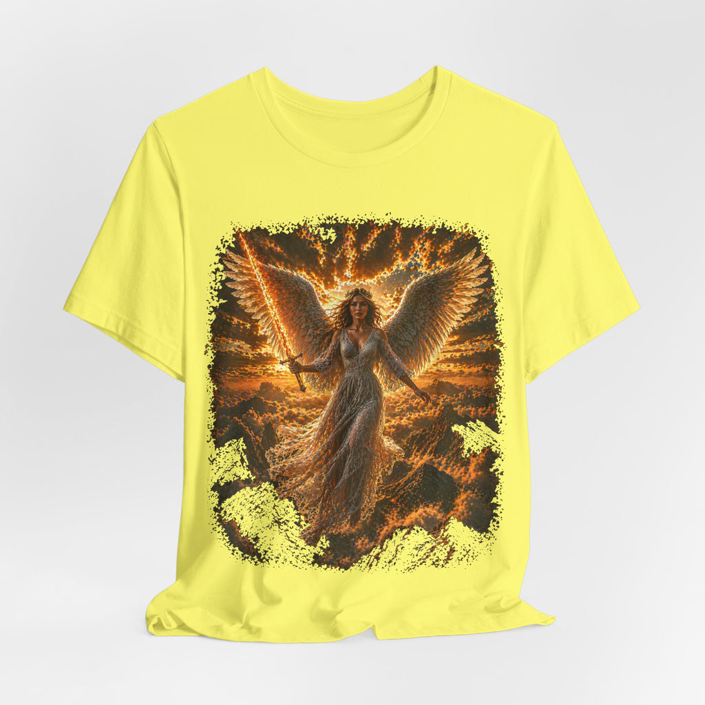 Angel Wings Graphic Tee — Fiery Guardian Angel Design