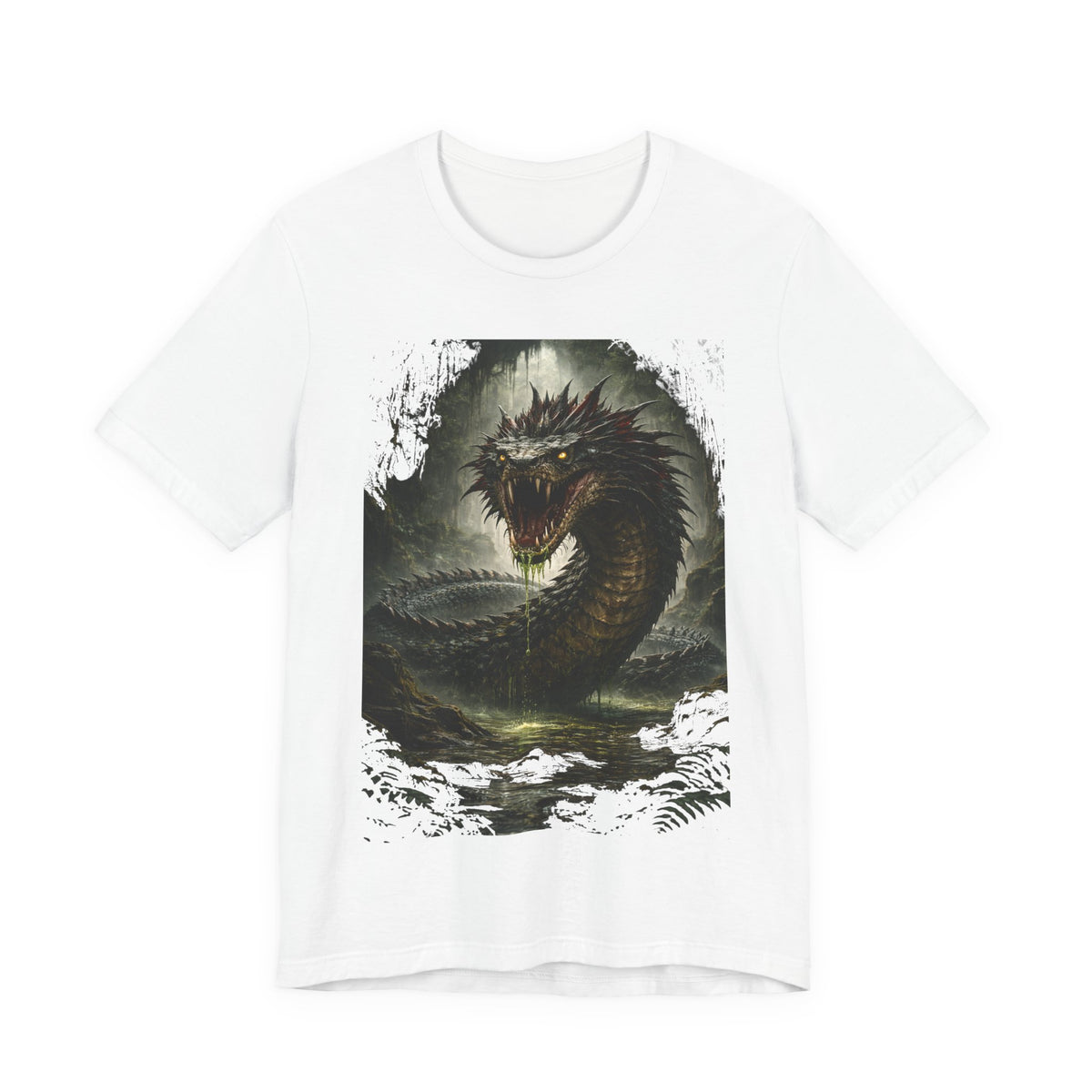 Basilisk Sea Serpent Graphic Tee — Dark Mythical Dragon Shirt
