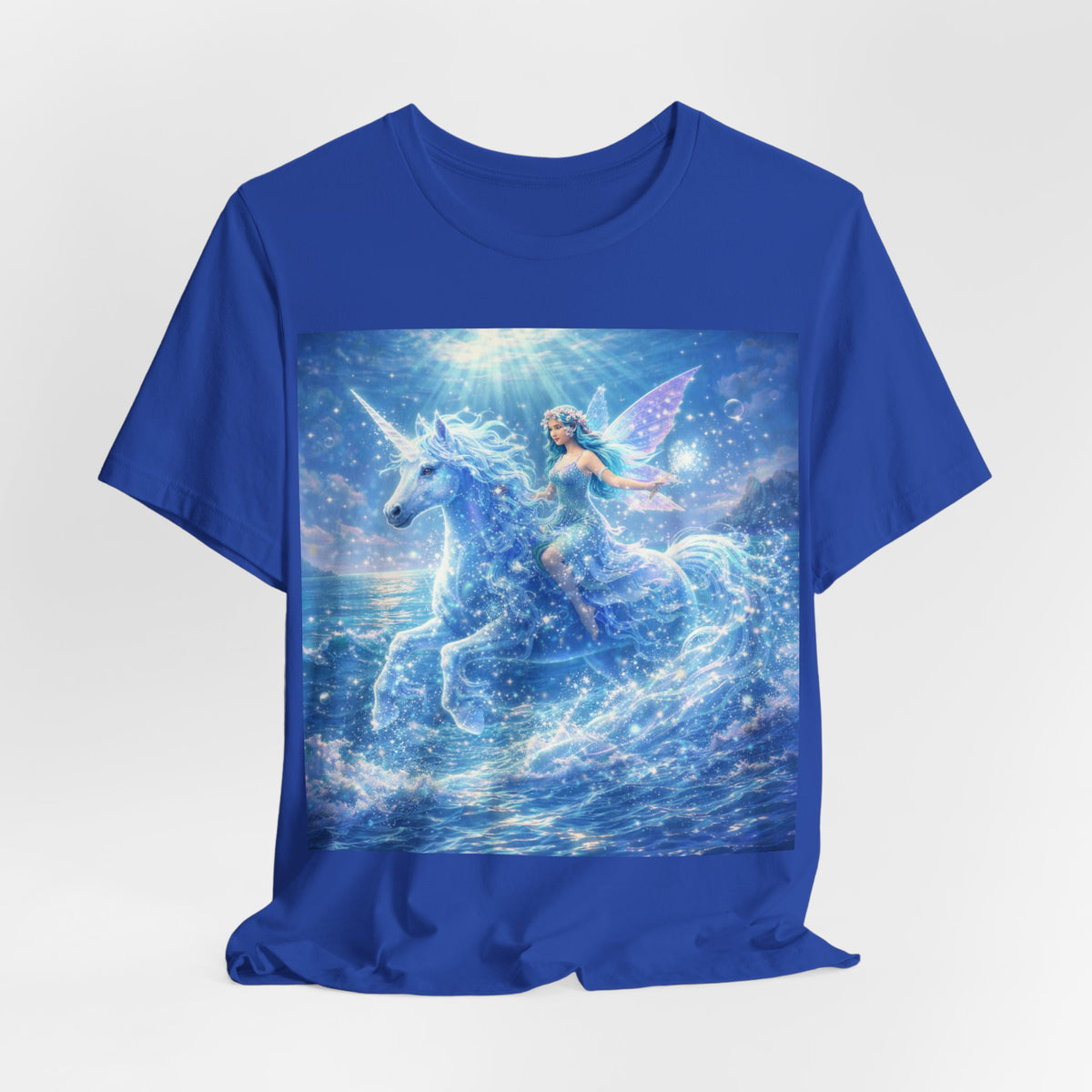 Mystic Sea Unicorn Tee — Fairy Riding Pegasus Surfing Ocean Graphic T-Shirt