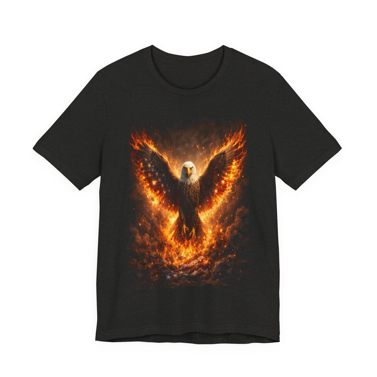 Fiery Eagle T‑Shirt — Flaming Bald Eagle Graphic Tee