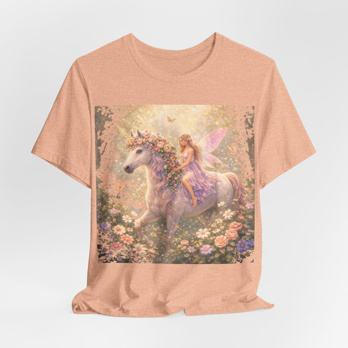 Fairy and Unicorn Tee — Whimsical Garden Fantasy T-Shirt