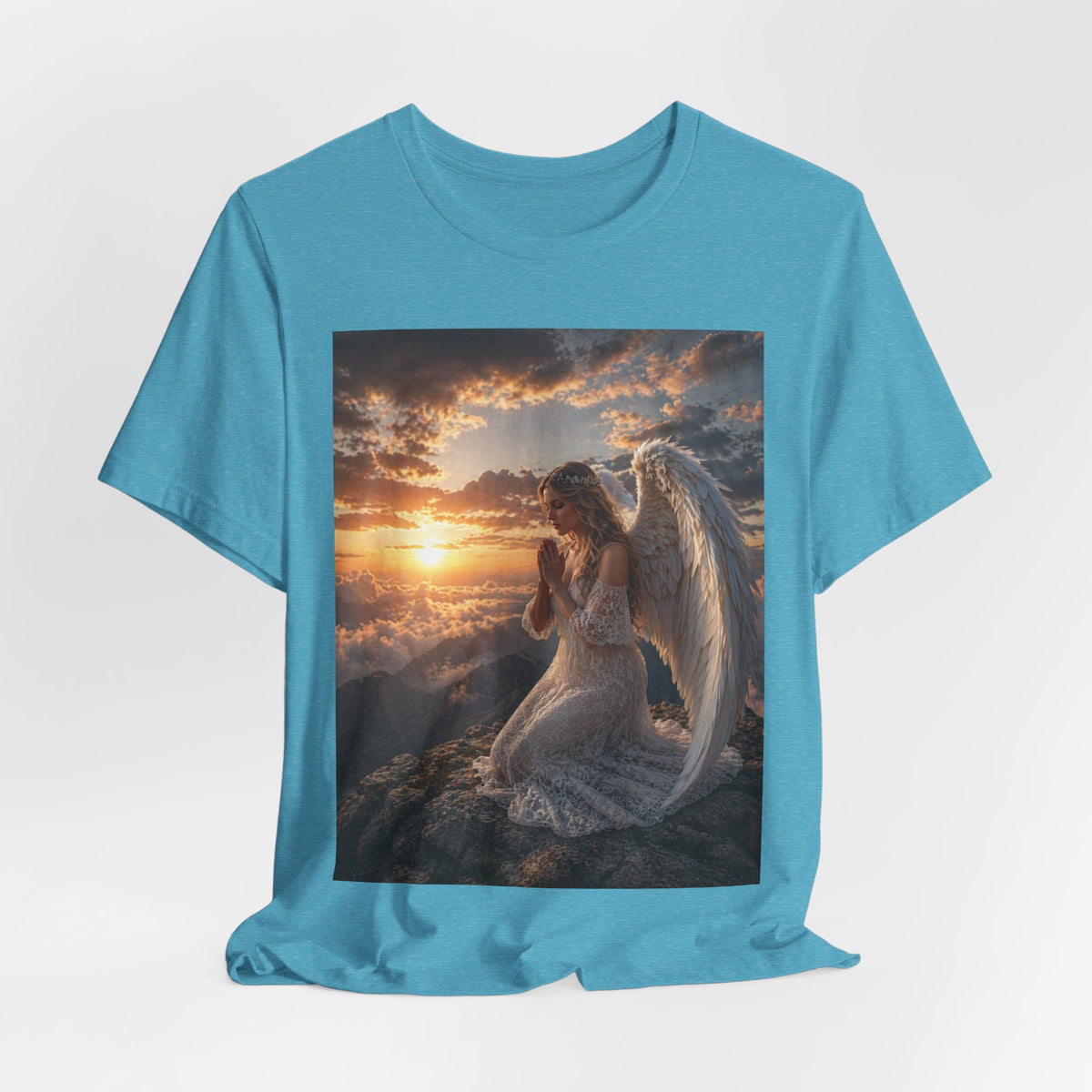 Angel Prayer T‑Shirt — Serene Winged Angel Sunset Tee