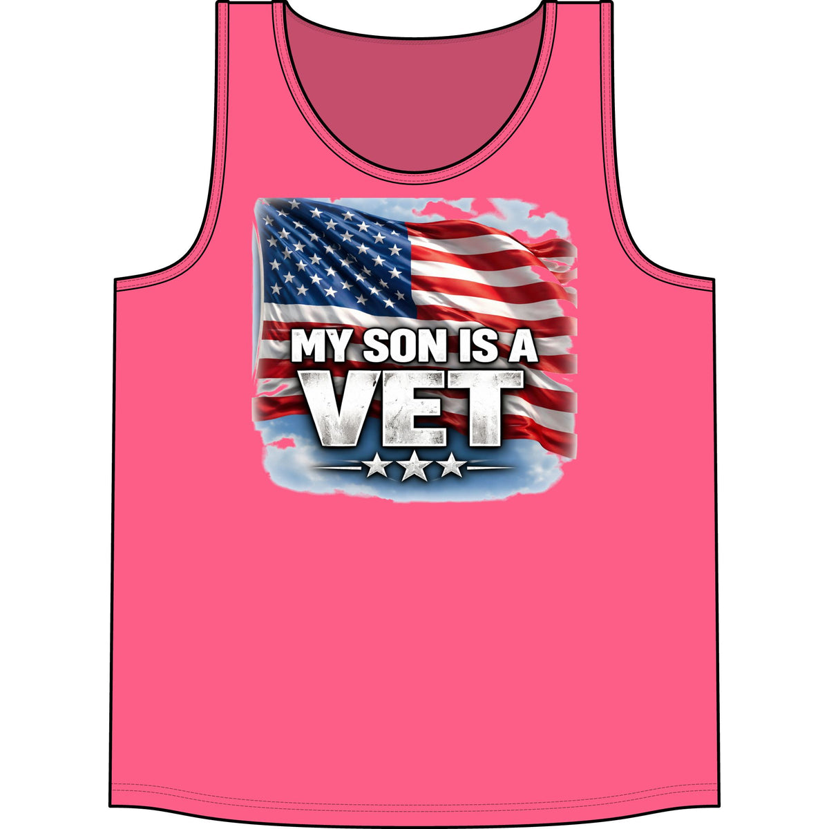 My Son Is A Vet American Flag Tank Top — Veteran Support Patriotic Sleeveless Shirt