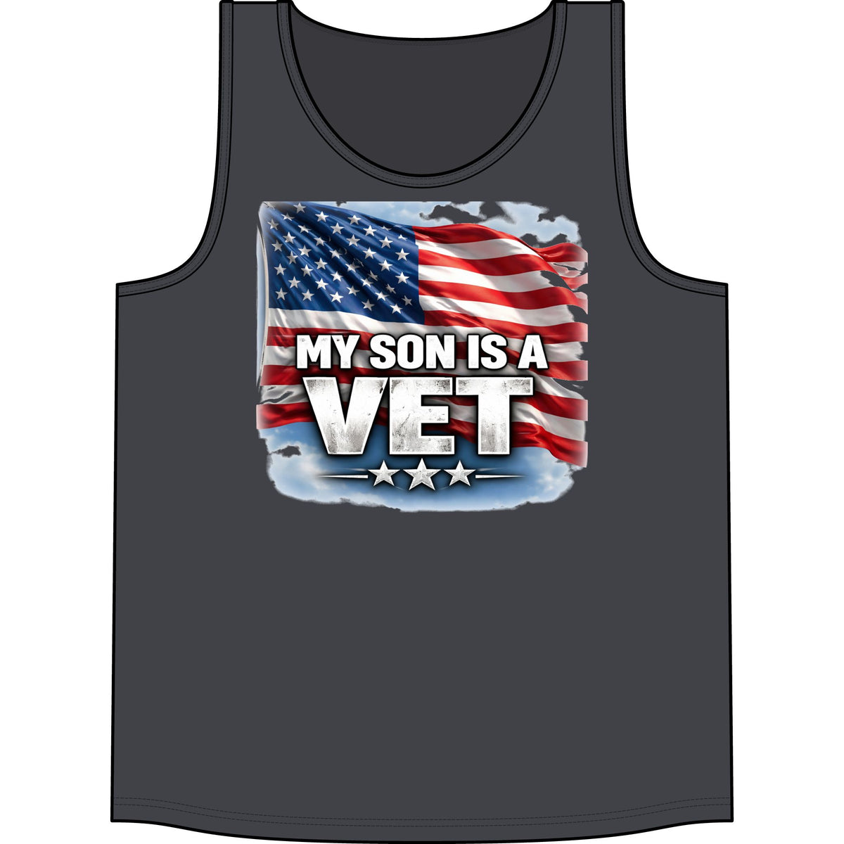 My Son Is A Vet American Flag Tank Top — Veteran Support Patriotic Sleeveless Shirt