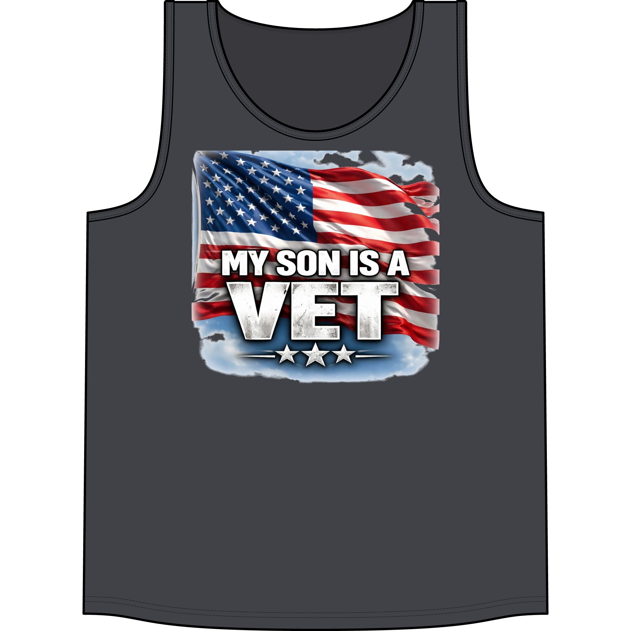 My Son Is A Vet American Flag Tank Top — Veteran Support Patriotic Sleeveless Shirt