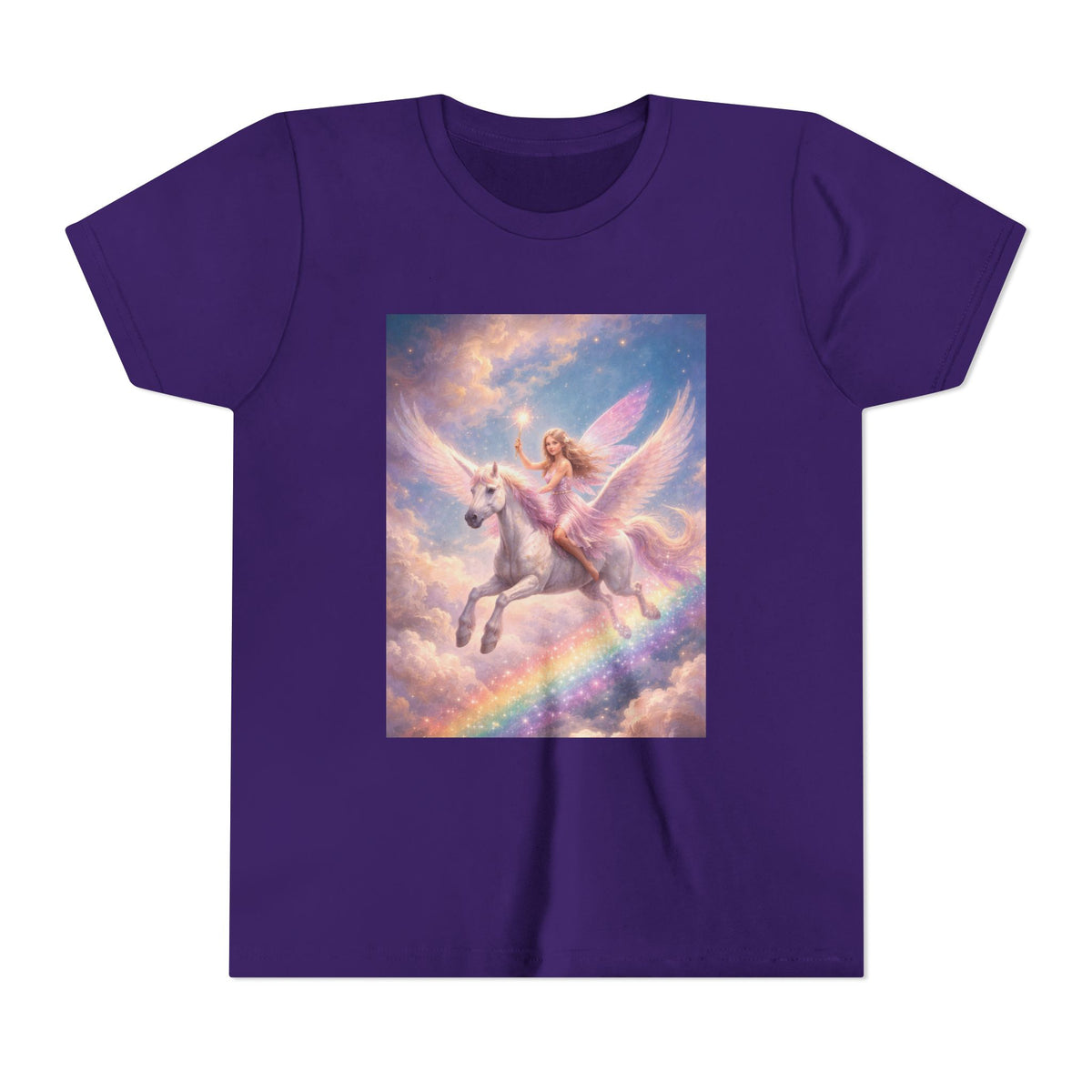 Youth Tee — Magical Unicorn Pegasus Rainbow Graphic T‑Shirt for Kids