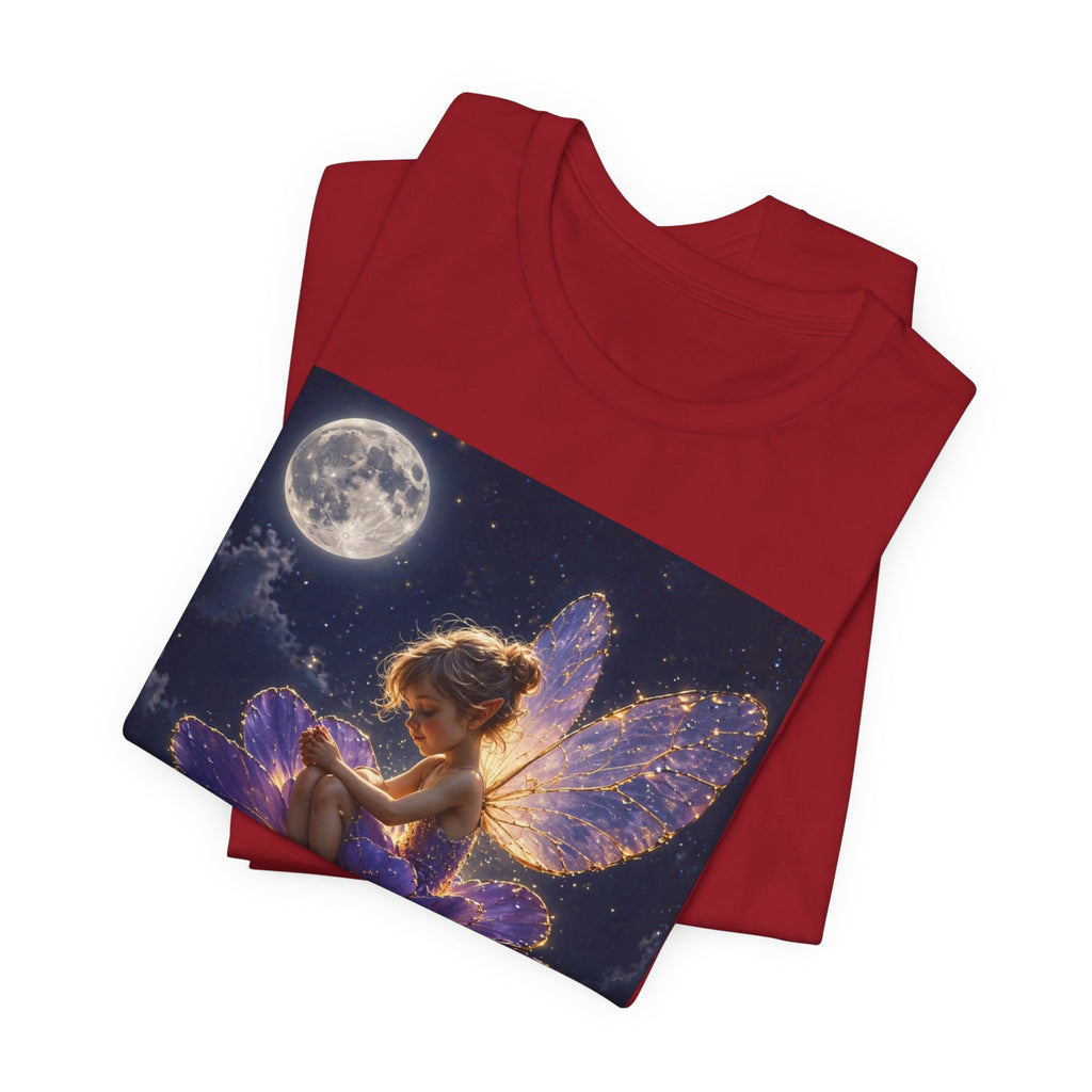 Fairy Night T-Shirt — Moonlit Fairy on Purple Flower