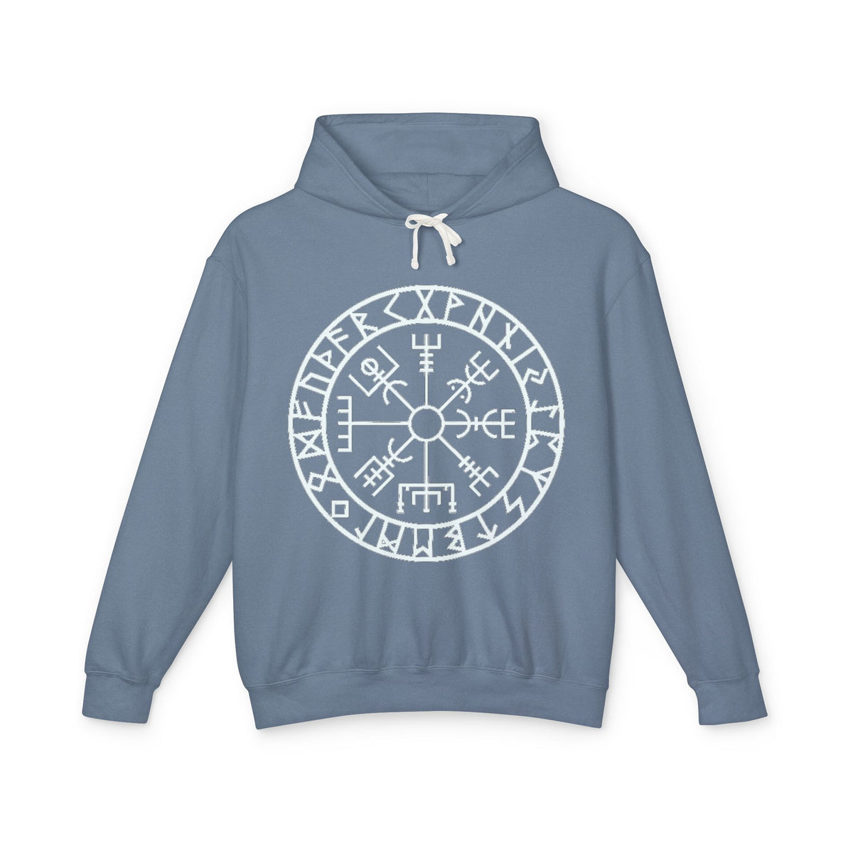 Vegan Compass Rune Hoodie — Norse Vegvisir Symbol Lavender Pullover