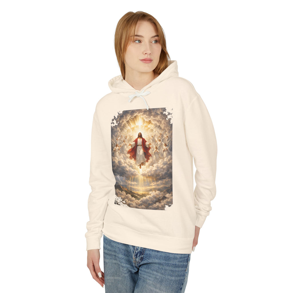 Christian Jesus Hoodie — Ascension Clouds Religious Graphic Sweatshirt