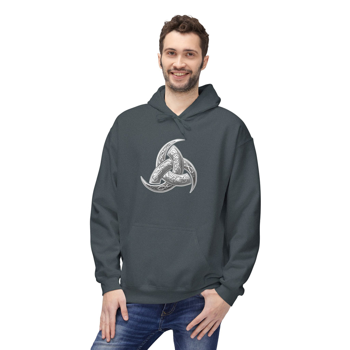 Viking Triple Horns Hoodie — Norse Valknut Knot Graphic Pullover
