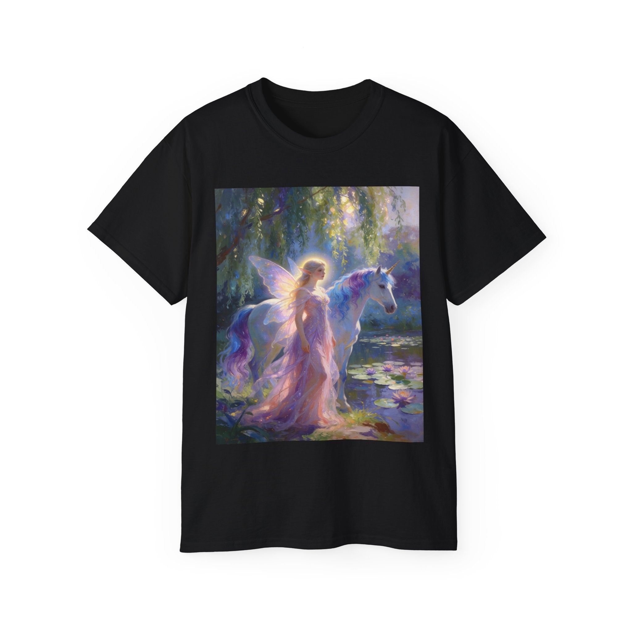 Fairy and Unicorn Dream Cotton  Tee — Ethereal Fantasy T‑Shirt