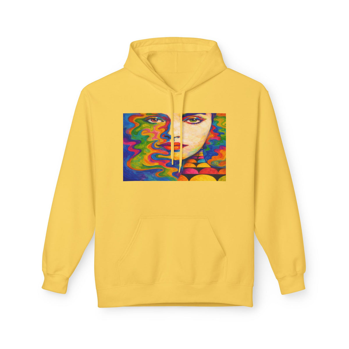 Psychedelic Portrait Hoodie — Colorful Abstract Face Art Sweatshirt