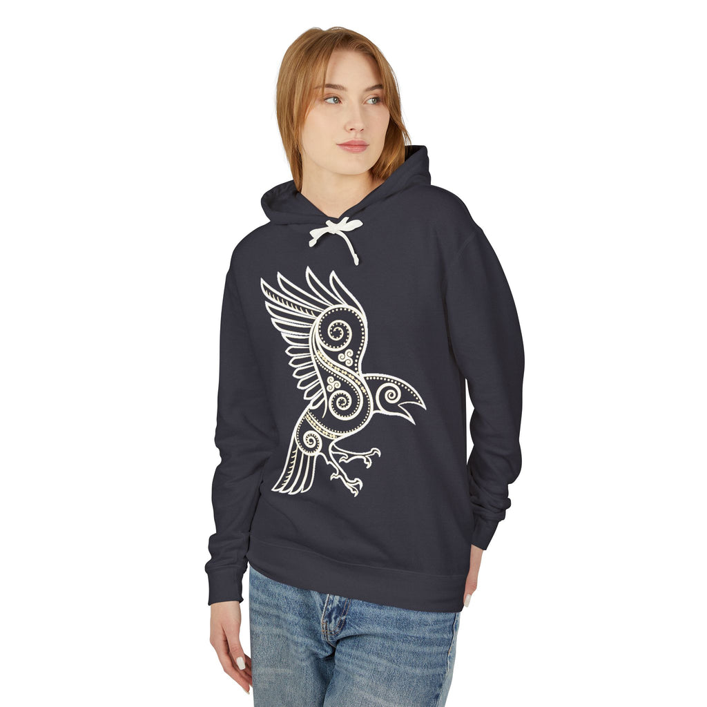 Celtic Raven Hoodie — Tribal Norse Bird Design Lightweight Pullover