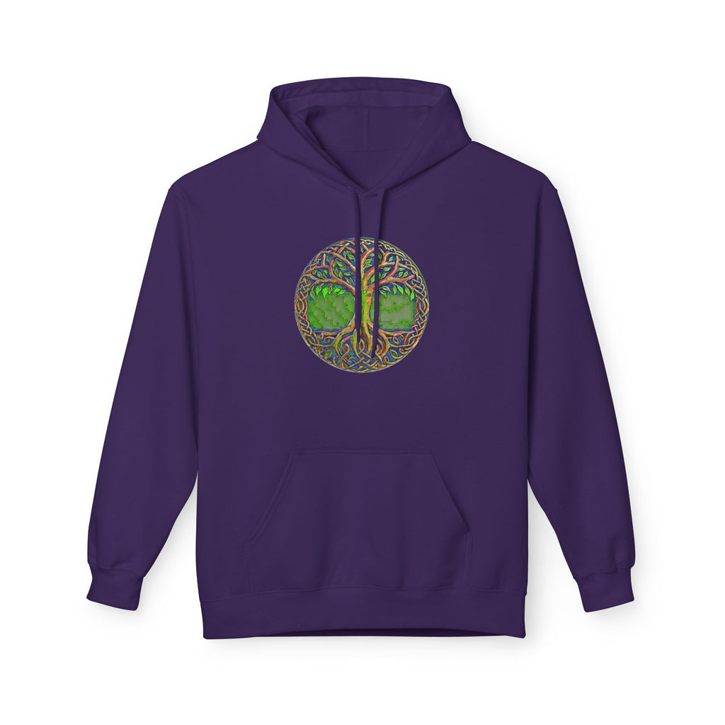 Yggdrasil Tree of Life Cotton Hoodie — Nature-Inspired Green Woodland Graphic