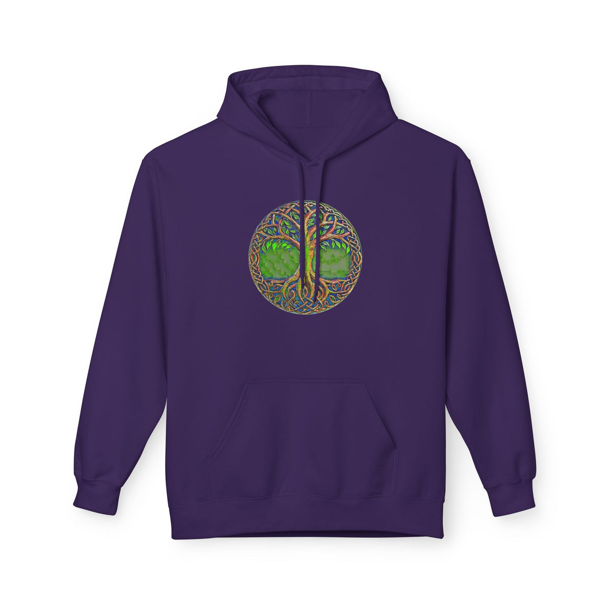 Yggdrasil Tree of Life Cotton Hoodie — Nature-Inspired Green Woodland Graphic