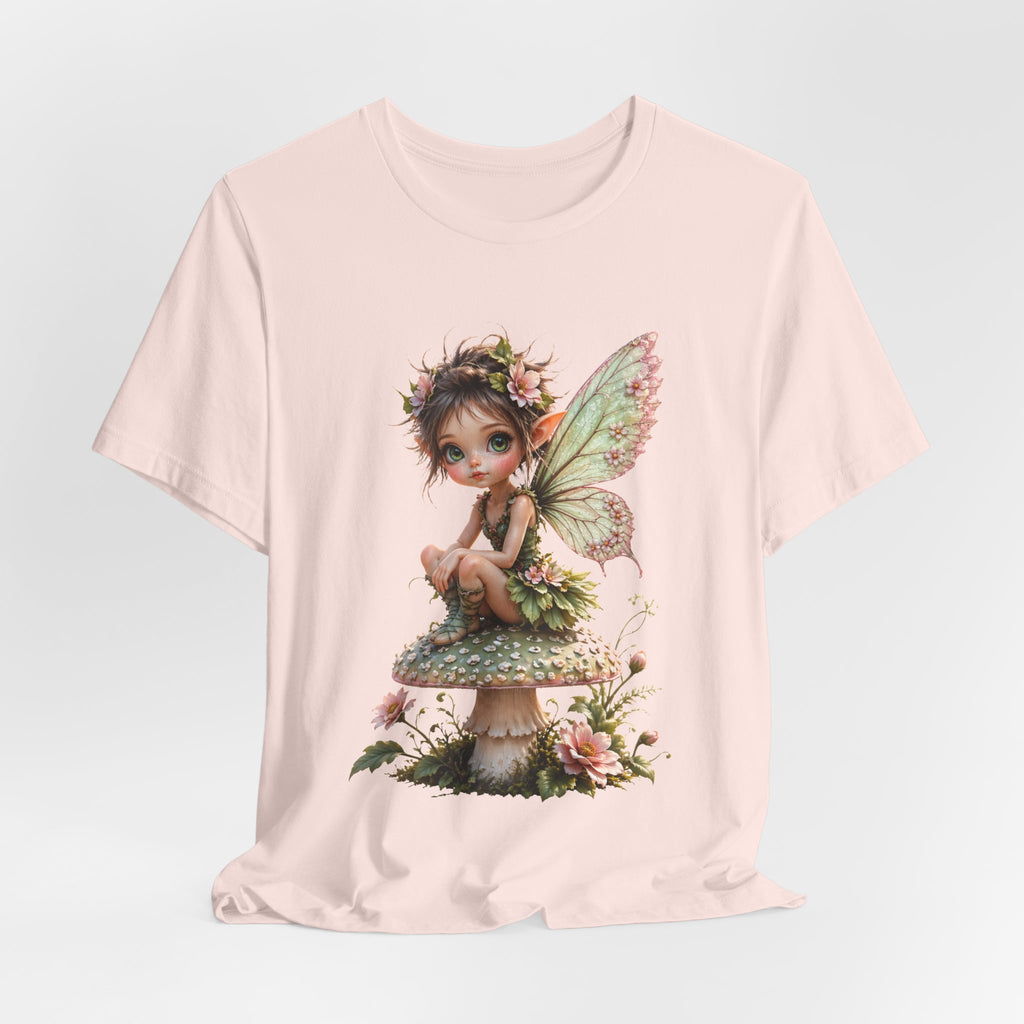 Fairy Mushroom Tee — Cute Woodland Fairy Sitting on Toadstool Graphic T-Shirt