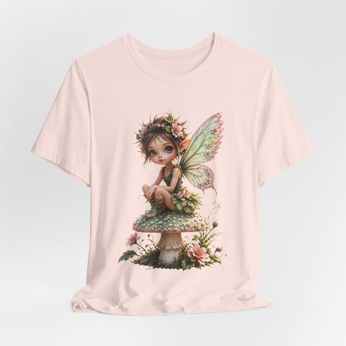 Fairy Mushroom Tee — Cute Woodland Fairy Sitting on Toadstool Graphic T-Shirt