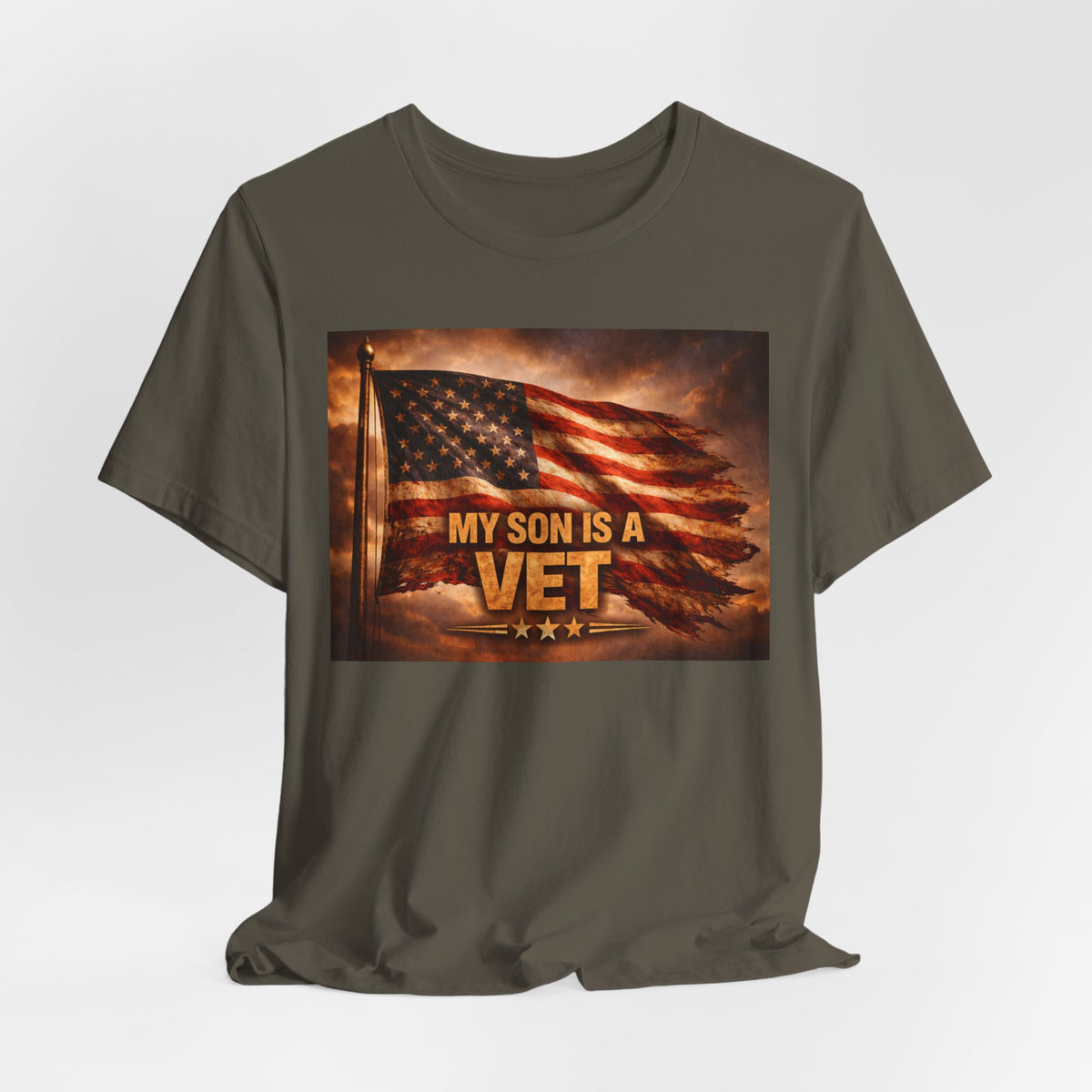 My son is a VET----Unisex Jersey Short Sleeve Tee