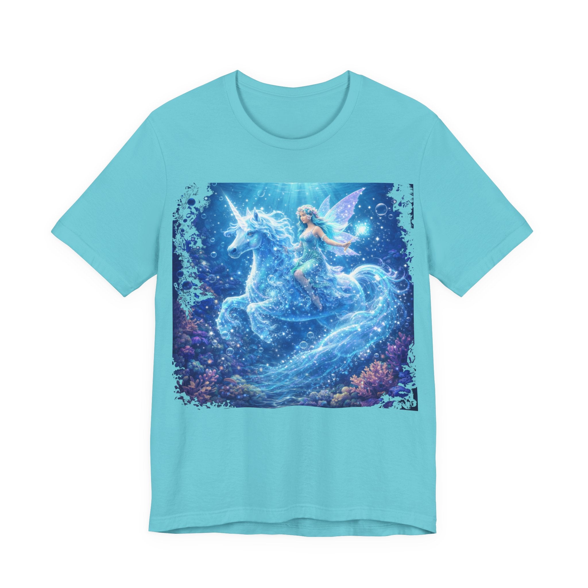 Mystical Blue Unicorn & Fairy Tee — Fantasy Magic Horse T-Shirt