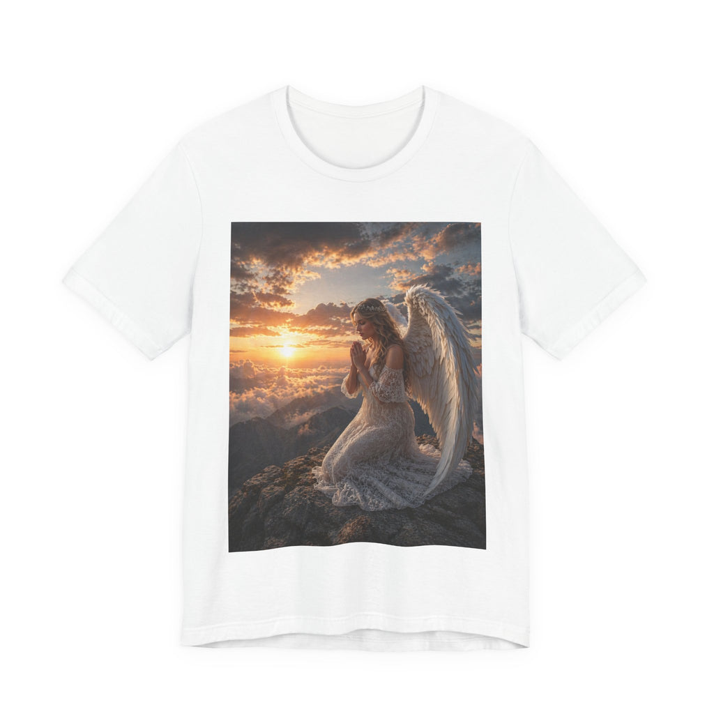 Angel Prayer T‑Shirt — Serene Winged Angel Sunset Tee