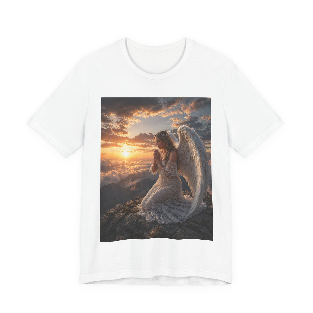 Angel Prayer T‑Shirt — Serene Winged Angel Sunset Tee