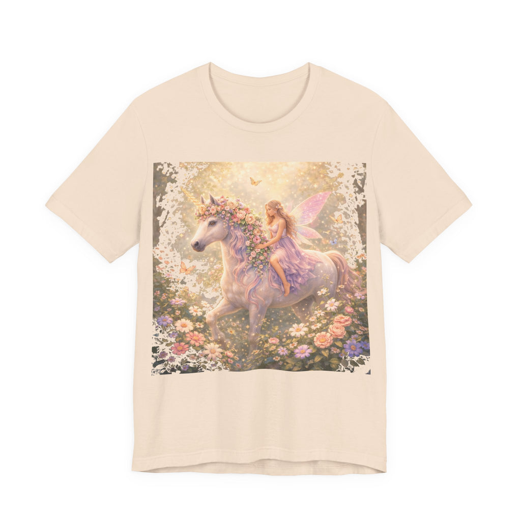 Fairy and Unicorn Tee — Whimsical Garden Fantasy T-Shirt