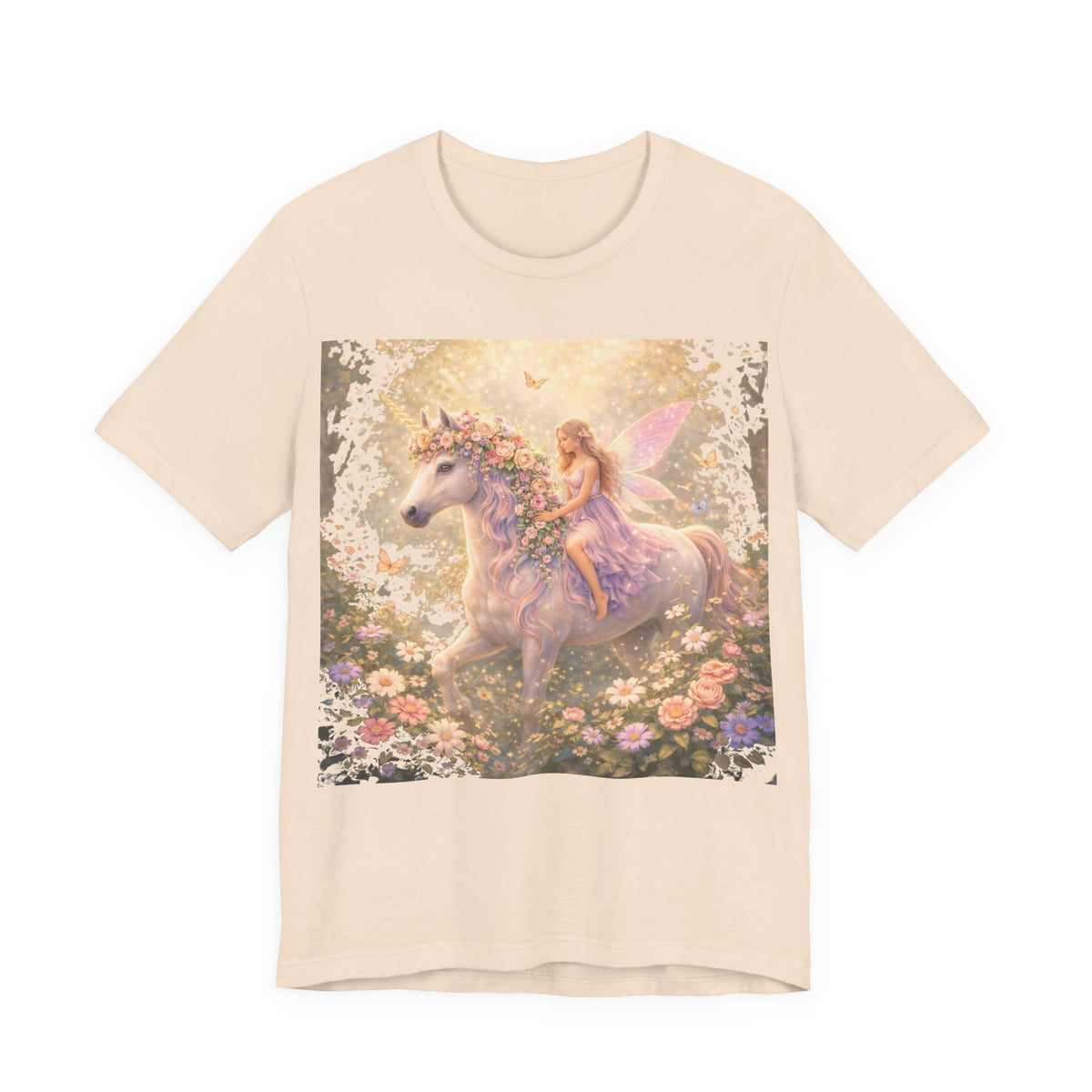 Fairy and Unicorn Tee — Whimsical Garden Fantasy T-Shirt
