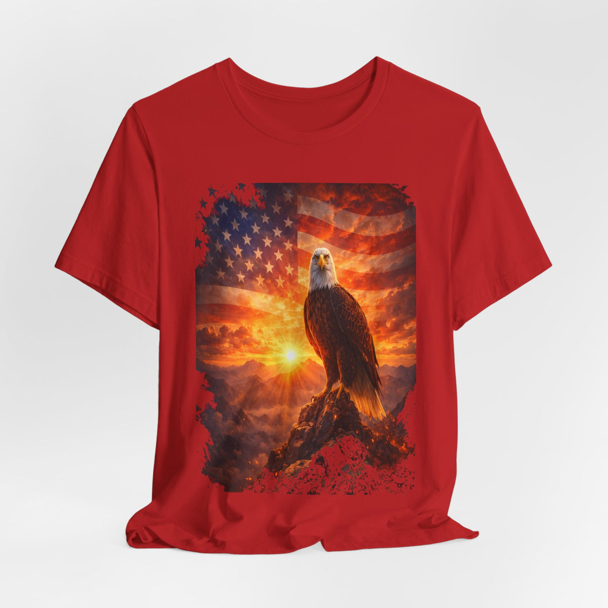 Patriotic Eagle T-Shirt – American Flag Sunrise Graphic Tee